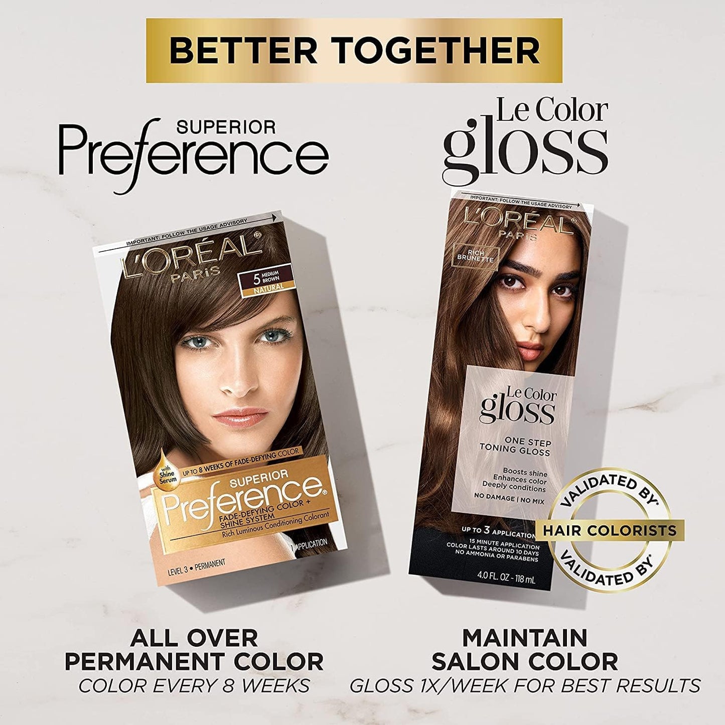 L’Oreal ParisSuperior Preference Fade-Defying Color and Shine System, Level 3 Permanent, Dark Brown/Natural 4 (Pack of 3)