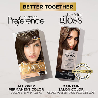 L’Oreal ParisSuperior Preference Fade-Defying Color and Shine System, Level 3 Permanent, Dark Brown/Natural 4 (Pack of 3)