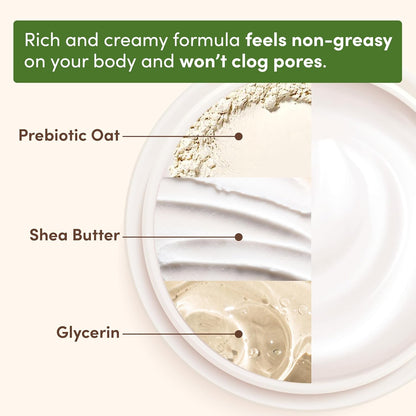 Aveeno Daily Moisturizing Cream with Prebiotic Oat & Shea Butter for Body,Face & Hands Moisturizer Cream,Hydrates Normal to Dry,Sensitive Skin,Fragrance Free,Non-Comedogenic,20 oz,(Pack of 2)
