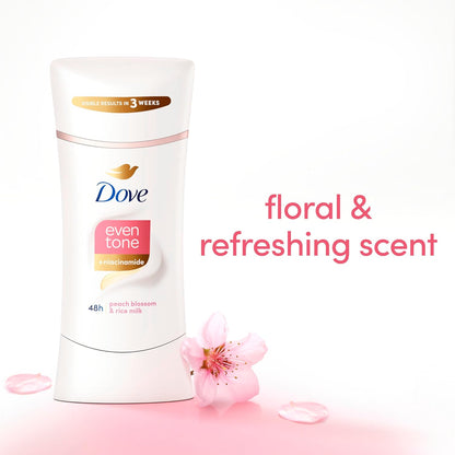 Dove Even Tone Antiperspirant Deodorant Stick Peach Blossom & Rice Milk 3 Count 2.6 oz