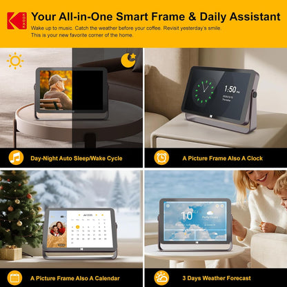 KODAK 64GB WiFi Digital Picture Frame with 4000mAh Battery Powered, 10.1 inch 1280 * 800 G+G IPS Touch Screen Electronic Smart Digital Photo Frame, Auto-Rotate, Gifts for Women Mom