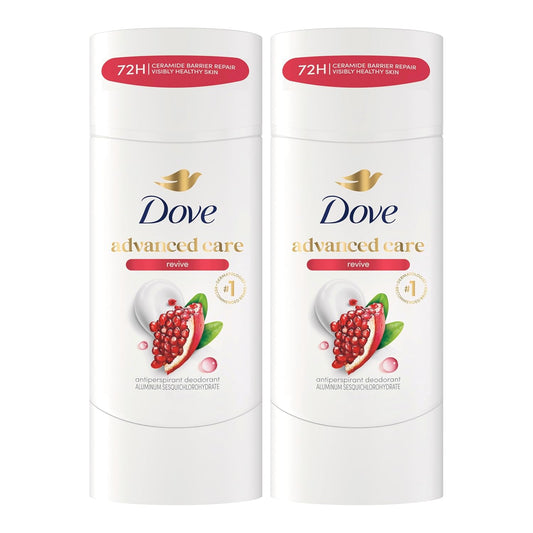 Dove Advanced Care Antiperspirant Deodorant for Women, 72H Sweat & Odor Protection, Pro-Ceramide Technology, Kind to Skin, Alochol Free, Scent: Revive, Size: 2.6 oz (2 Pack)