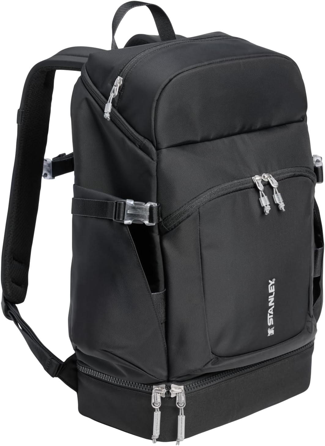 STANLEY Vitalize Backpack | Gym, Work & Travel Bag with Laptop Sleeve | Expandable Bottom Compartment | Tumbler & Water Bottle Pockets | Durable Recycled Fabric | Black