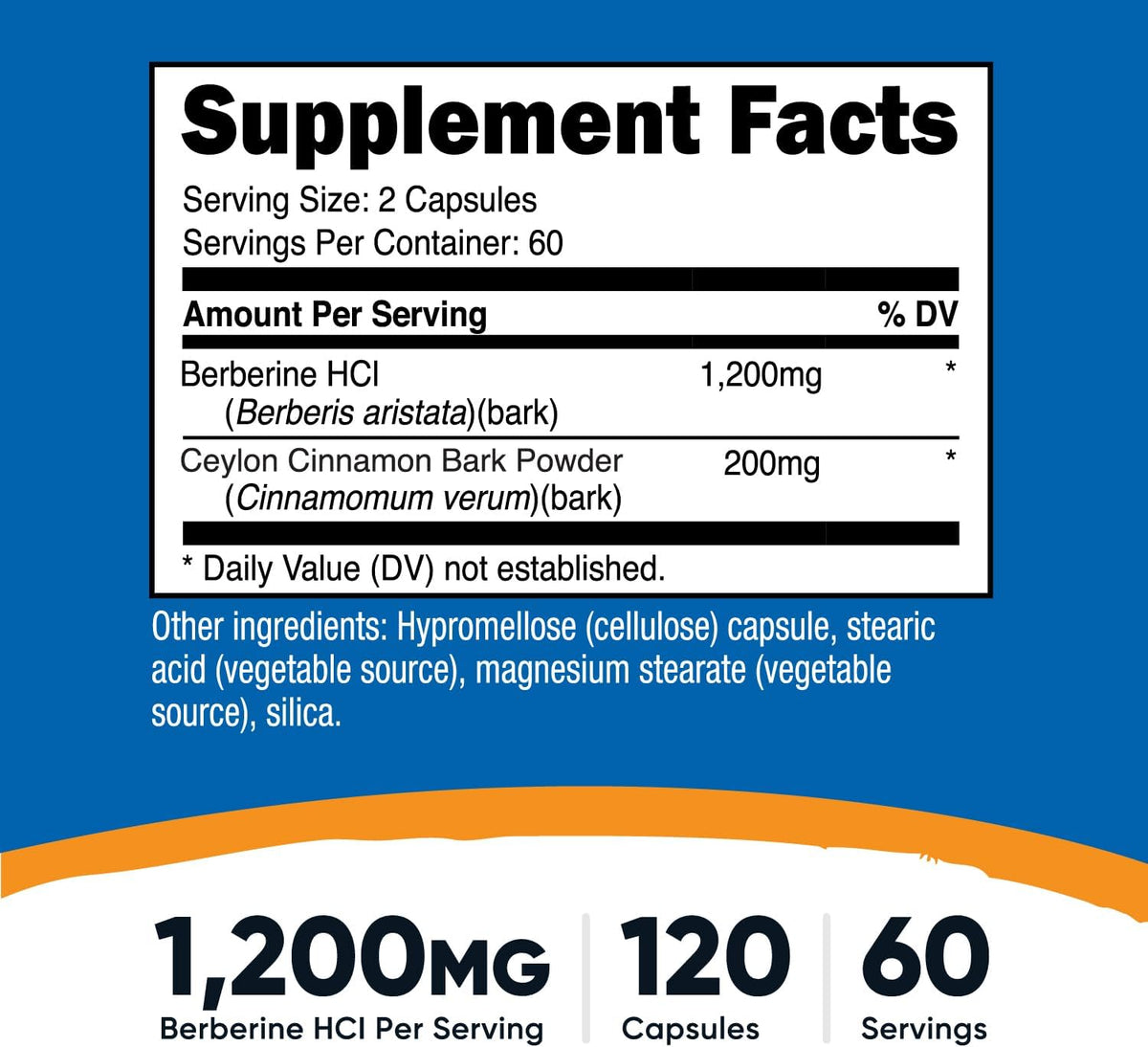 Nutricost Berberine HCl with Ceylon Cinnamon Capsules (120 Capsules)