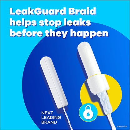 Tampax Pearl Tampons, with LeakGuard Braid, Super Plus Absorbency, Unscented, 36 Count