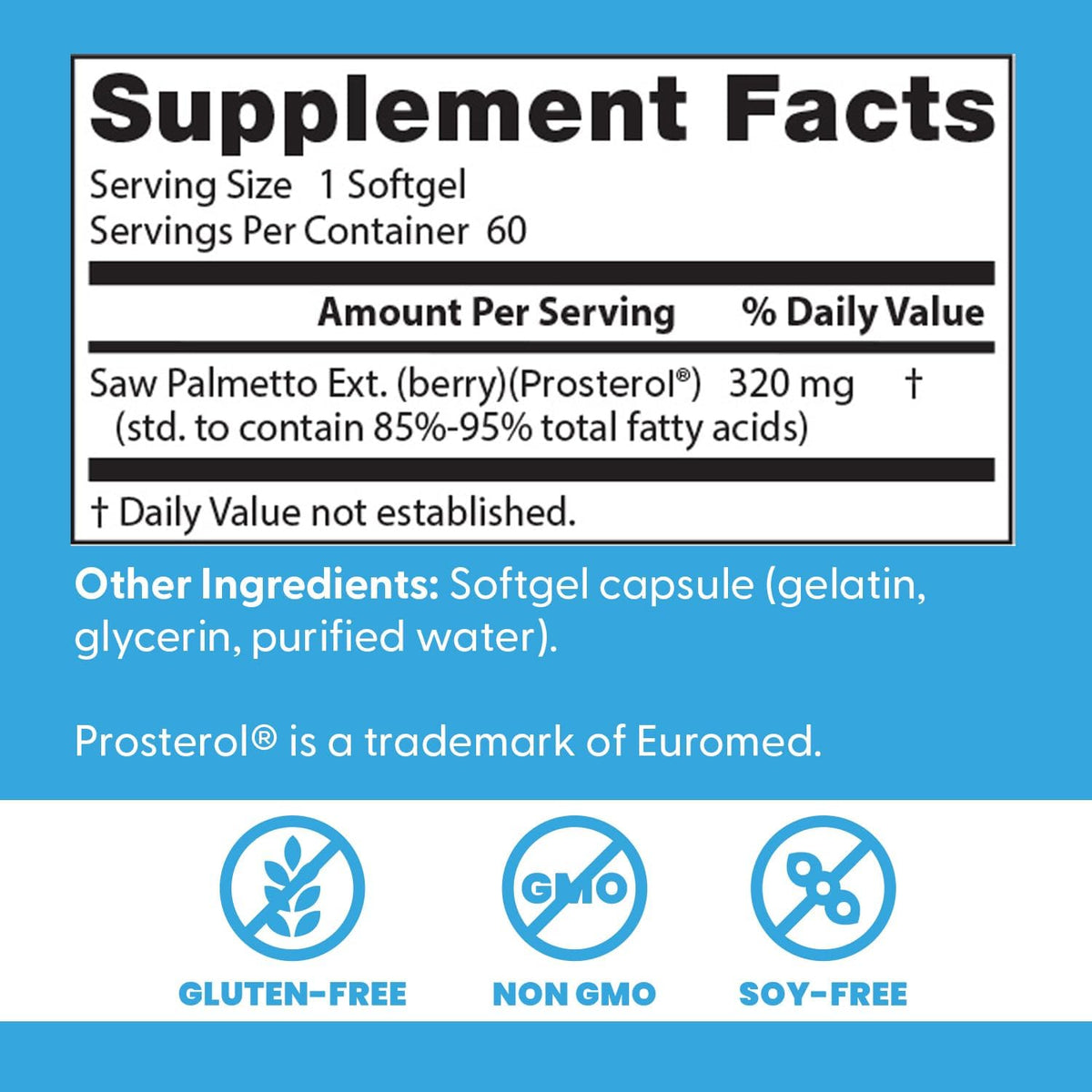 Doctor's BEST Saw Palmetto Extract Supplement, Non GMO, 60 Ct Softgels
