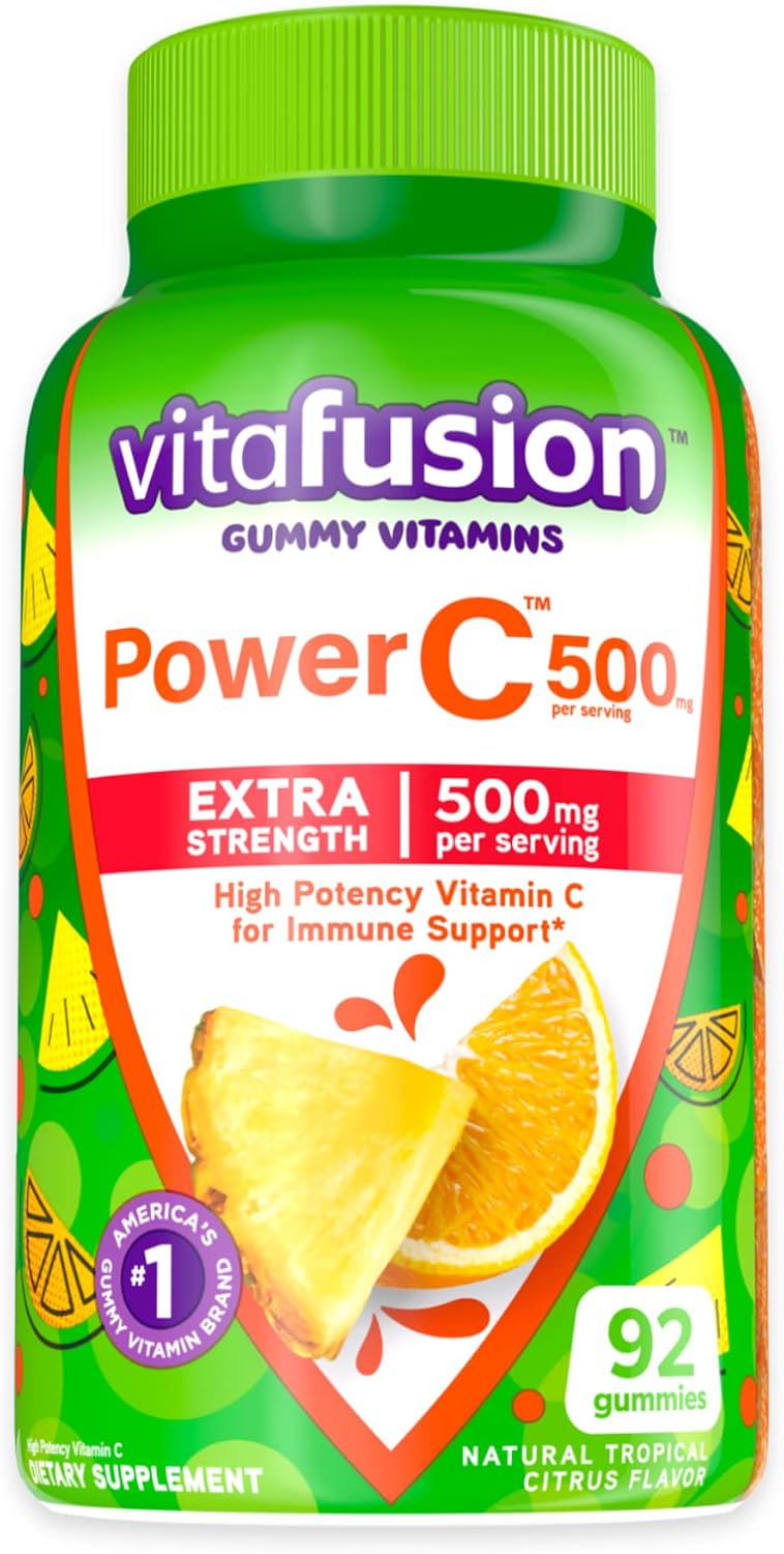 Vitafusion Extra Strength Power C Gummy Vitamins, Tropical Citrus Flavored Immune Support (1) Vitamins, 92 Count (Pack of 2)