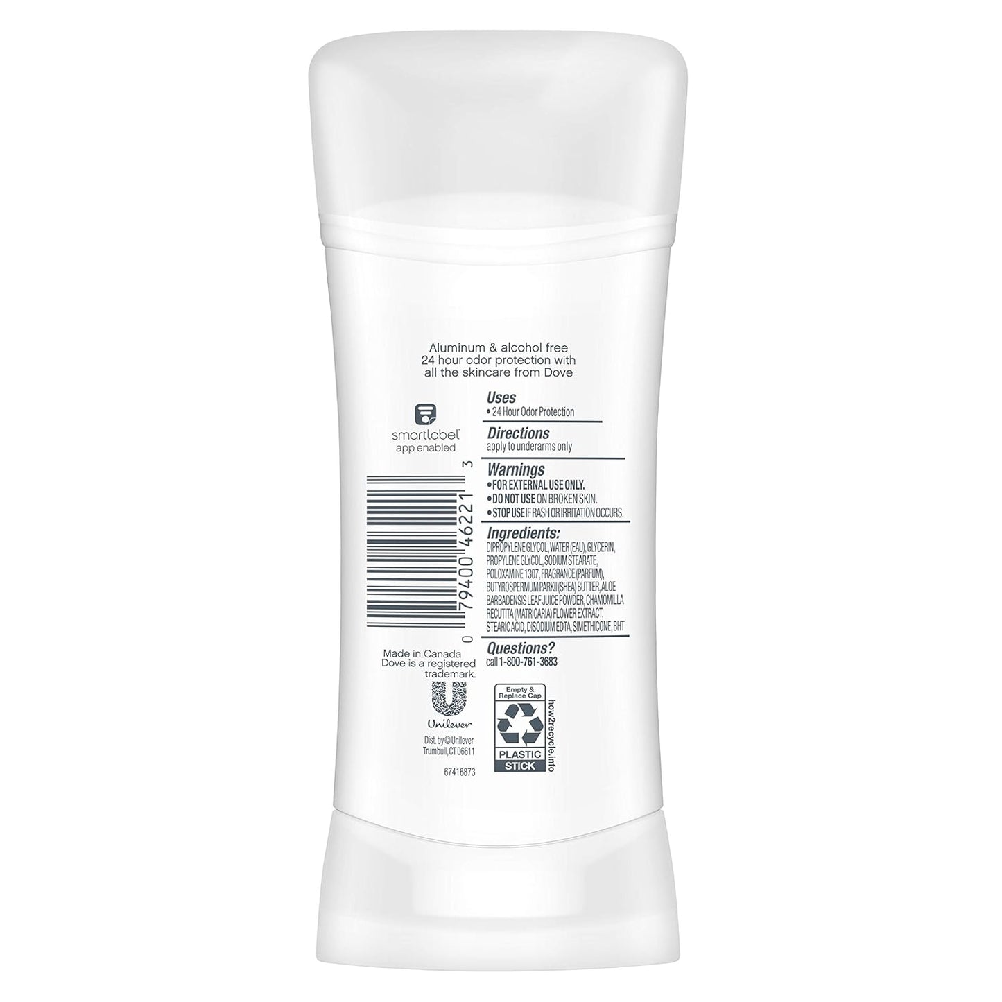 Dove 0% Aluminum Deodorant for Women ¼ Moisturizers Cucumber & Green Tea with 24-Hour Odor Protection,2.6 Ounce (Pack of 3)