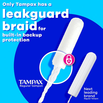 Tampax Pearl Tampons for Women, with LeakGuard Braid, Regular Absorbency, Unscented, 36 Count