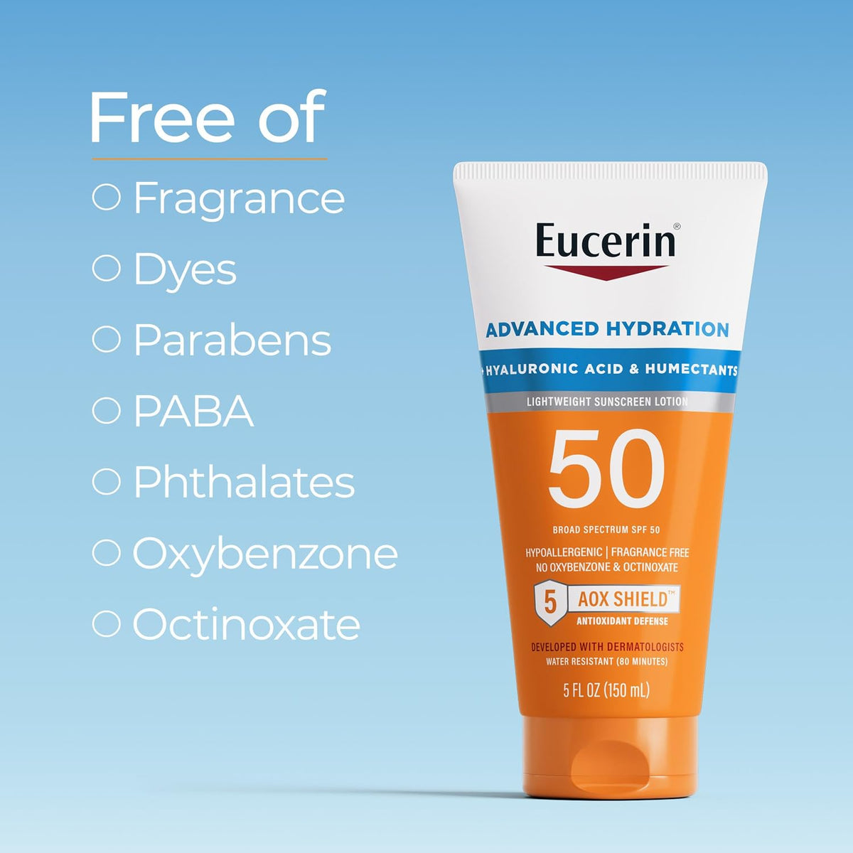 Eucerin Sun Advanced Hydration Sunscreen Lotion, SPF 50, 5 OZ