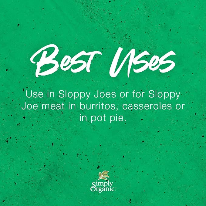 Simply Organic Sloppy Joe, Certified Organic, Kosher, Chili Mixes | 1.41 Ounce (Pack of 4)
