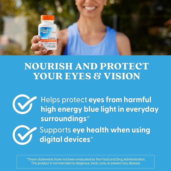 Doctor's BEST Lutein Supplement 20mg with Zeaxanthin, 60 Softgels
