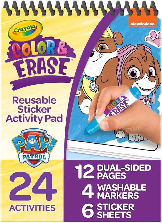 Crayola PAW Patrol Sticker Activity Pad, 12 PAW Patrol Coloring Pages, 100+ Stickers, Travel Activity, PAW Patrol Toys, Toddler Gifts