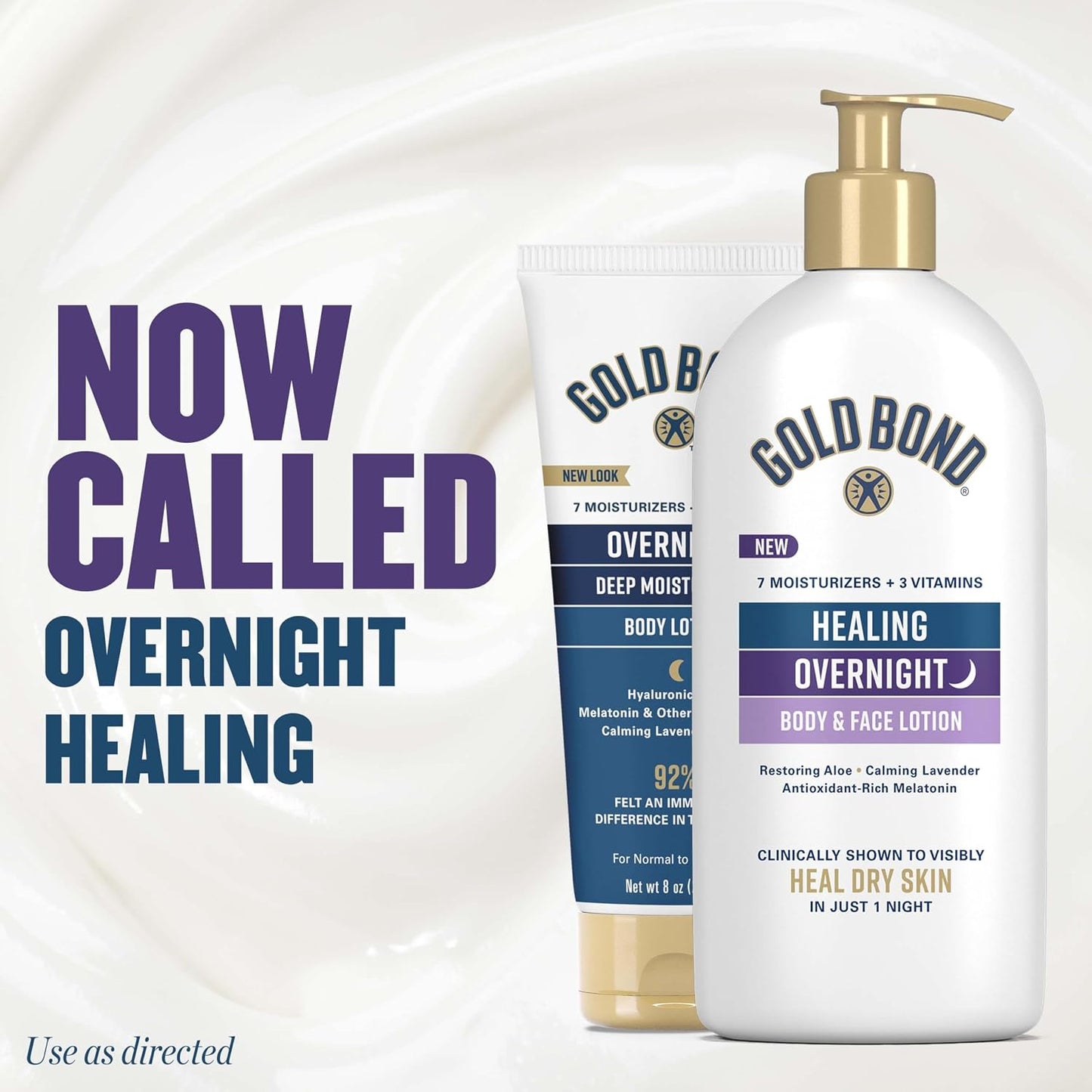 Gold Bond Healing Overnight Body & Face Hydrating Lotion for Dry Skin | Dry skin lotion, nongreasy moisturizer with Hyaluronic Acid, Aloe & Melatonin works while you sleep, 13 oz