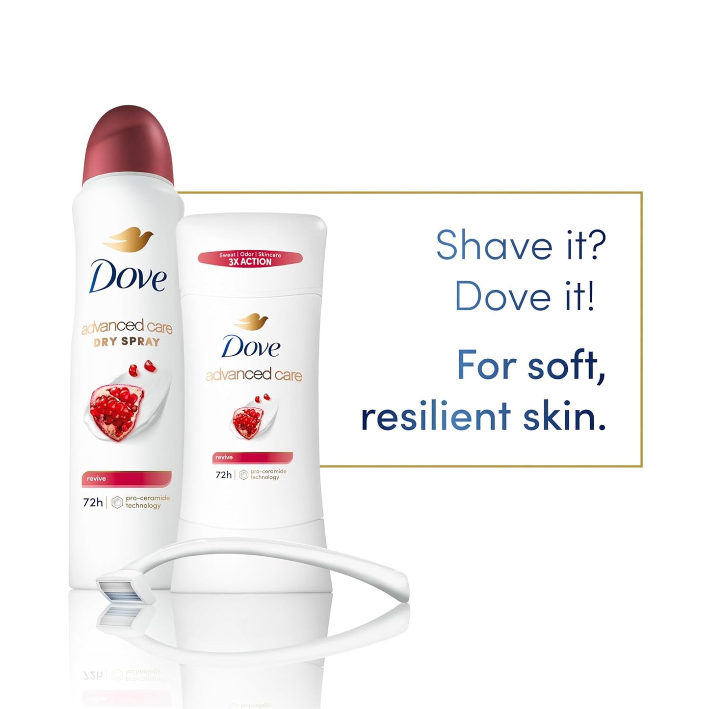 Dove Advanced Care Antiperspirant Deodorant for Women Revive 72 hour sweat and odor protection 2.6 oz (Packaging May Vary) (Pack of 12)