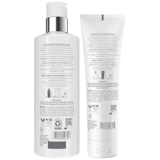 Dove Derma Scalp Thickening Shampoo and Conditioner – Density Boost with Niacinamide, Glycerin, Zinc & Peptides