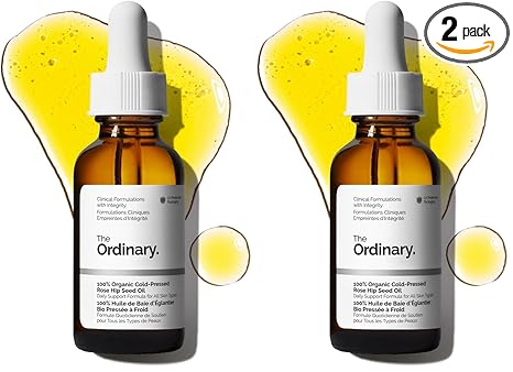 The Ordinary 100% Organic Cold-Pressed Rose Hip Seed Oil,Addresses Signs-of Aging by Improving the Appearance of Uneven Skin Tone,Supporting Skin Elasticity,1 Fl Oz,(Pack of 2)