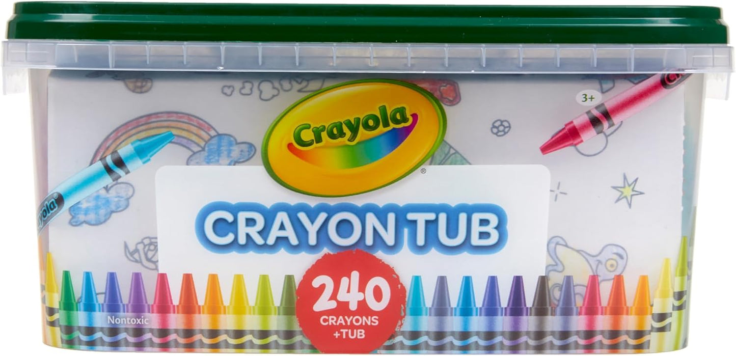 Crayola Crayon Tub (240ct), Bulk Crayons for Kids, Spring Craft Supplies, Classroom Coloring Gifts for Kids & Toddlers, Ages 3+