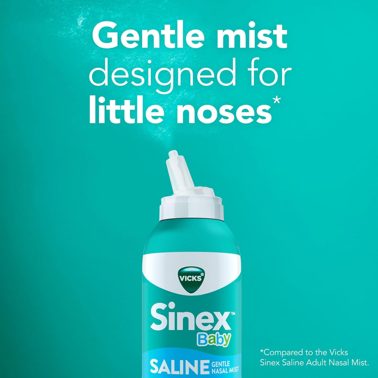 VICKS Sinex Baby Saline Nasal Spray, Drug Free Gentle Nasal Mist, Instantly Clears Everyday Stuffy Little Noses, Soothes & Hydrates, Safe For Daily Use, Gentle For All Ages, 5 OZ x 2