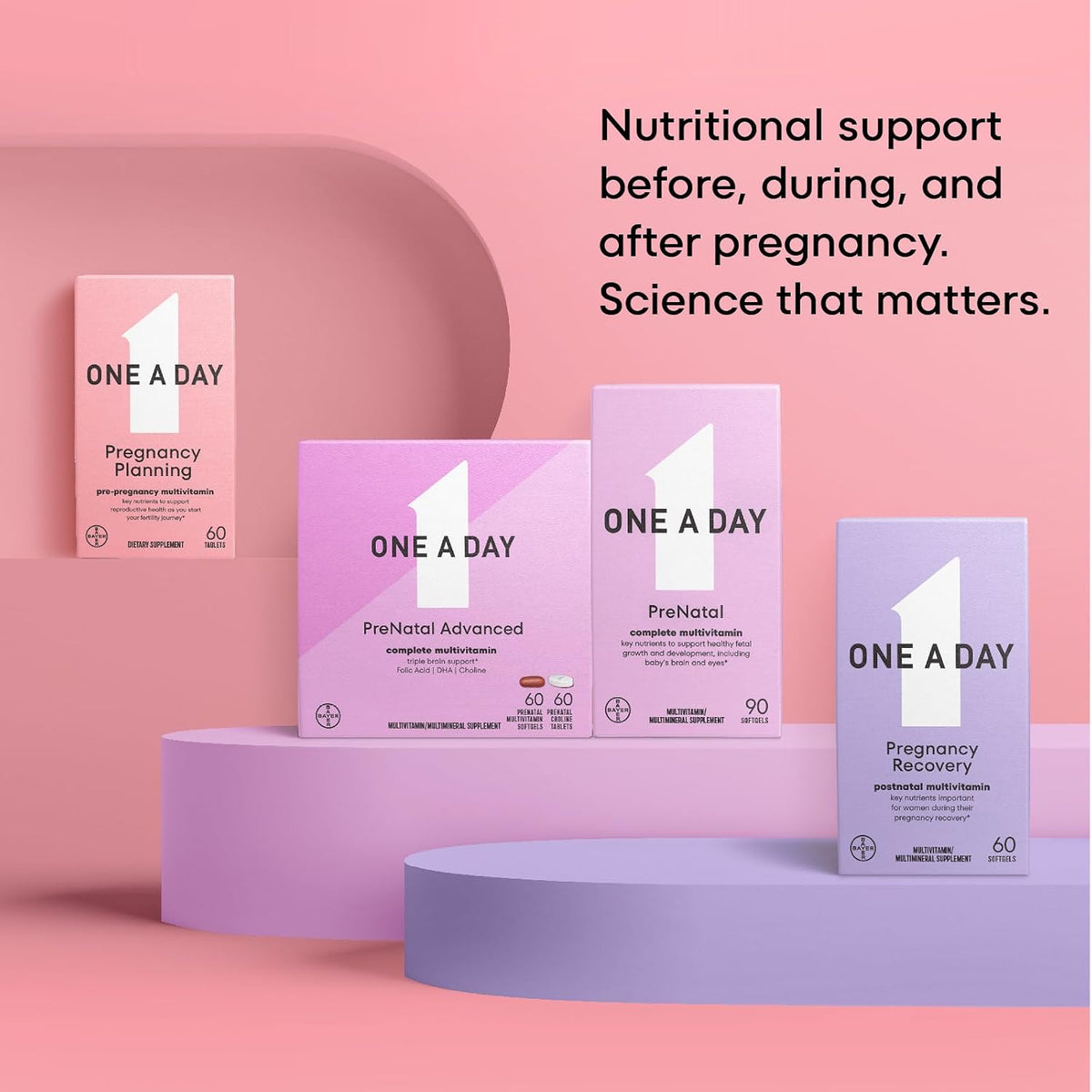 One A Day Pregnancy Planning Prenatal Multivitamin for Women, Pre Pregnancy Vitamins for Women with Methylfolate, Folic Acid, Zinc, Vitamin B12 & Vitamin D to Support Reproductive Health, 60 Tablets