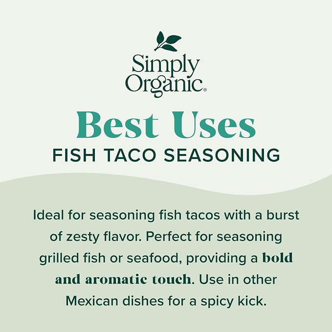 Simply Organic Fish Taco Seasoning, Organic, 1.13 Ounce (Pack of 12)