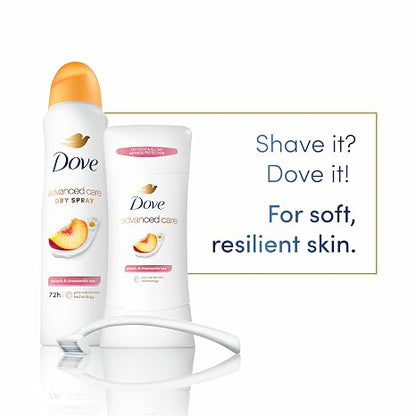 Dove Advanced Care Antiperspirant Deodorant Stick Peach & Chamomile Tea 4 Count for helping your skin barrier repair after shaving 72 hour odor control and all-day sweat protection 2.6 oz