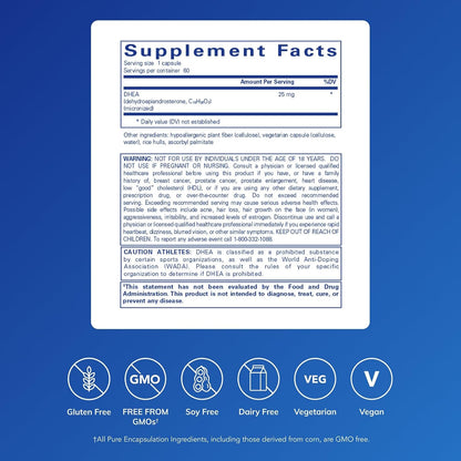 Pure Encapsulations DHEA 25 mg, 60 Capsules