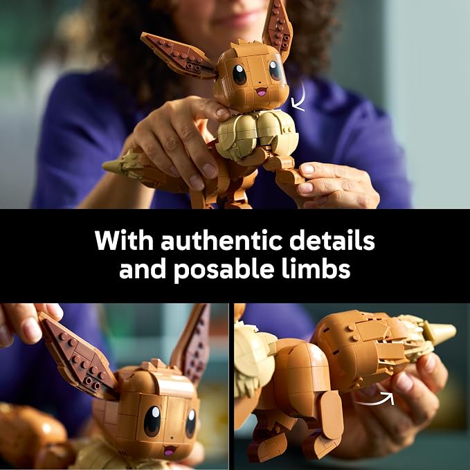 LEGO Pokémon Eevee - Collectible Building Set for Adults, Ages 18+ - Posable Pokémon Figure for Display - Desk, Bookshelf or Home Office Decor - Gift for Men & Women - 72151