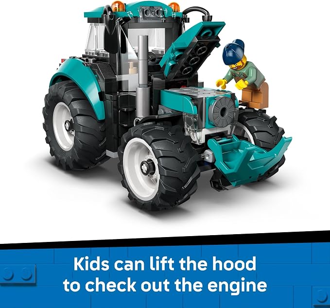 LEGO City Tractor Building Toy for Kids - Pretend Play Farm Vehicle for Boys & Girls, Ages 7+ - Tractor Toy W/Farmer Minifigure - Gift Idea for Birthdays - 60498
