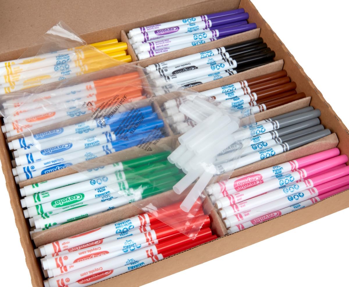 Crayola Ultra Clean Washable Markers Classpack (200ct), Teacher Classroom Must Haves, Bulk Markers for Preschool, Kindergarten & Elementary, Ages 3, 4, 5