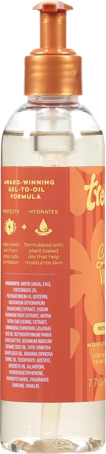 Tree Hut Golden Vanilla Moisturizing Shave Oil, Hydrating & Nourishing Shave with Shea Butter & Natural Oils, Helps Prevent Bumps & Irritation, Smooth & Soft Skin, Shaving Cream Alternative, 7.7 oz