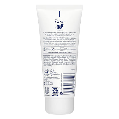 Dove Body Love Hand Cream Sensitive Skin 4 Ct Fragrance-Free Soothes and Comforts Rough, Dry Skin 3 oz