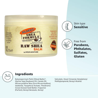 Palmer's Shea Butter Formula Raw African Shea Butter Balm,Nourishing Body Moisturizer for Rough,Dry Skin,7.25 Ounces,(Pack of 2)