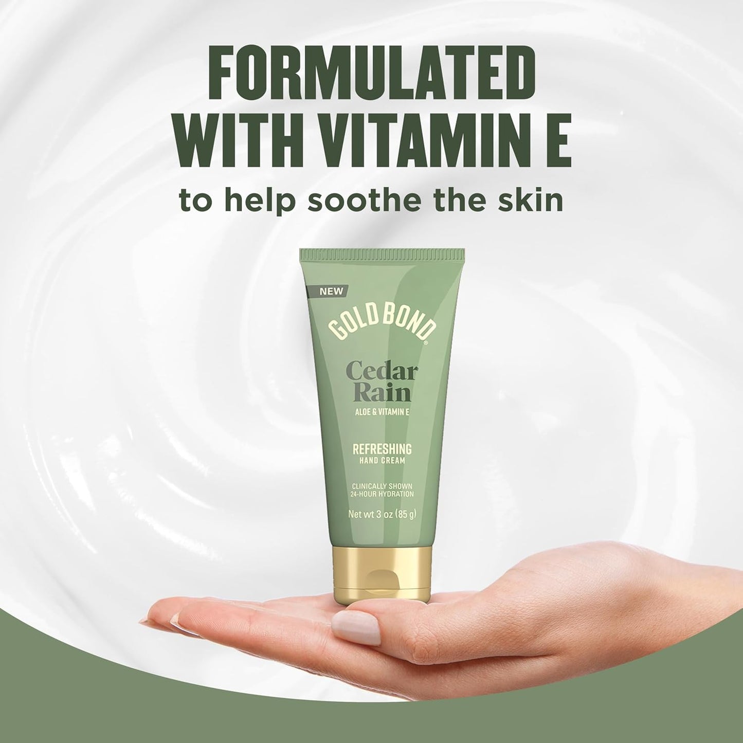Gold Bond Hand Cream With Aloe Vera, Refreshing Cedar Rain, 3 oz., 4 Pack | 24hr Hydrating Hand Cream, Refreshing Cedar Rain Scent, Travel Size, Gift Set