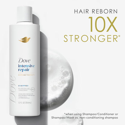 Dove Shampoo Intensive Repair for Damaged Hair with Bio-Protein Care Technology and Amino Serum 12 Fl Oz,(Pack of 8)