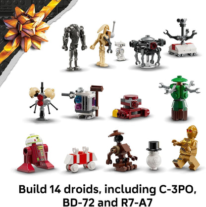 LEGO Star Wars Advent Calendar 2025 Kids Toy - Holiday Countdown Playset with 24 Toys for Boys & Girls, Ages 6+ - Includes C-3PO & BB-8 Figures - Star Wars Gift Idea for Christmas - 75418