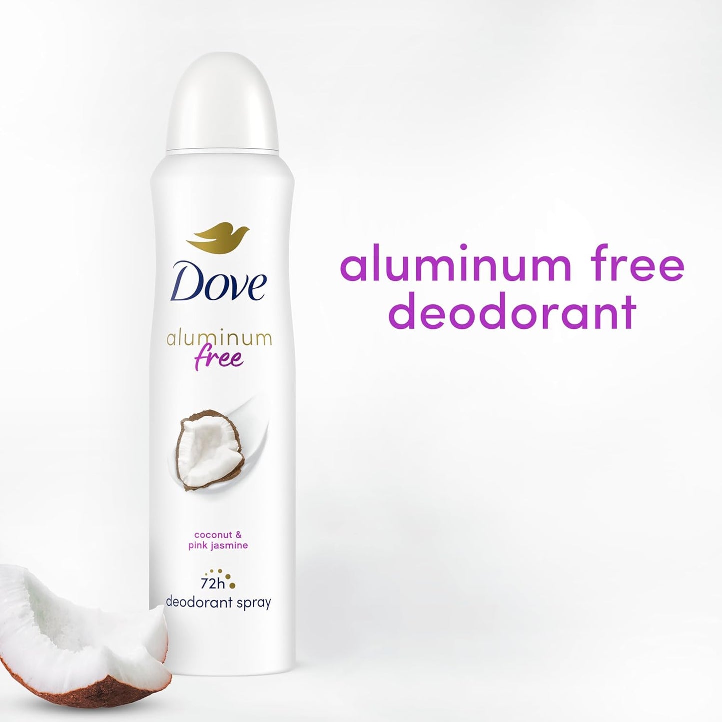 Dove Aluminum Free Deodorant Spray for Women 3 Count Coconut & Pink Jasmine 72 hour odor protection 4oz