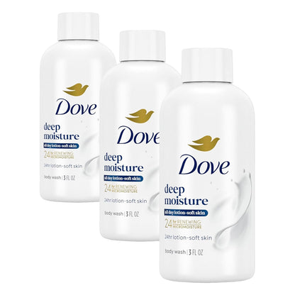Dove Body Wash Deep Moisture for Dry Skin | 24hr Renewing MicroMoisture | Nourishes Driest Skin | 3 oz | Pack of 3