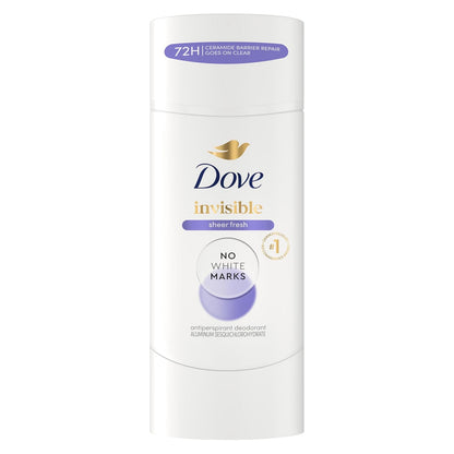 Dove Advanced Care Antiperspirant Deodorant Stick Sheer Fresh for Soft, Resilient Skin, with No White Marks & 72-Hour Sweat & Odor Protection, 2.6 oz