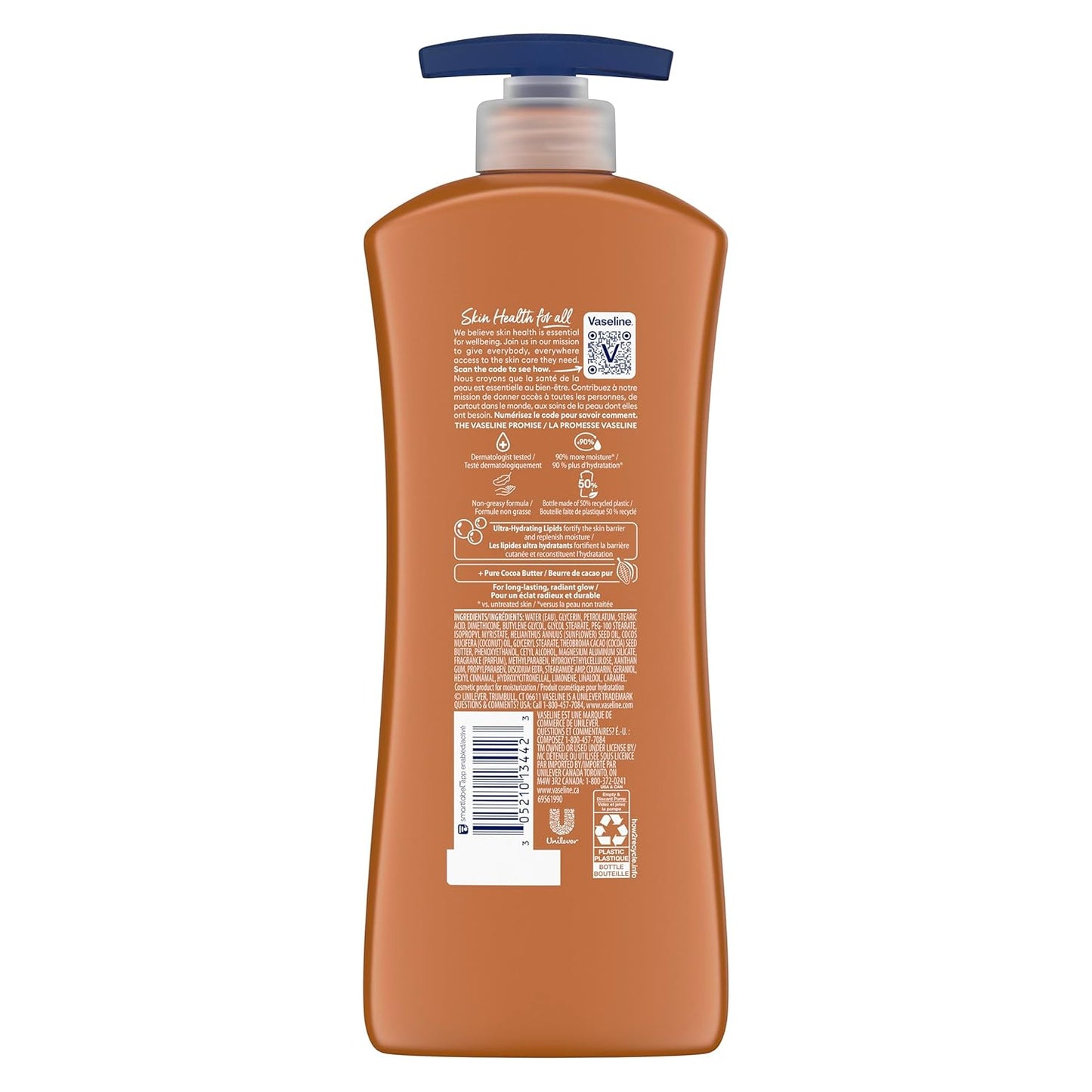 Vaseline Intensive Care Body Lotion Cocoa Radiant 4 Count for Dry Skin Lotion Made with Ultra-Hydrating Lipids and Pure Cocoa Butter for a Long-Lasting, Radiant Glow 20.3 Oz