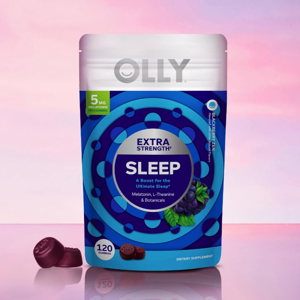 OLLY Extra Strength Sleep Pouch, 5 mg Melatonin, L-Theanine - 120 Count