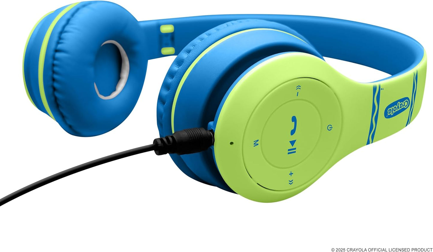 Crayola Kids Over Ear Headphones, Wireless Headphones with Microphone | Lightweight Comfortable Head Phones for Home Travel, Bluetooth 5.0, 5H Playtime, Rechargeable, Hi-Res Sound Audio, FM Radio