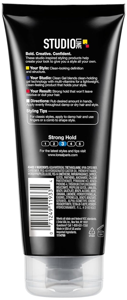 L'Oreal Paris Studio Line Clear Minded Clean Gel - Strong Hold 6.8 fl; oz. (Pack of 2)