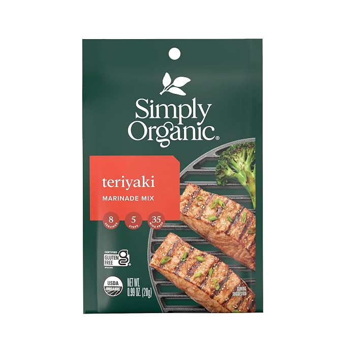 Simply Organic Teriyaki Marinade Mix - Certified Organic, Gluten Free, Kosher | 0.99 Ounce (Pack of 1)