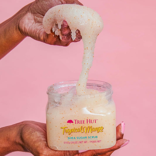 Tree Hut Tropical Mango Body Scrub, Exfoliating & Hydrating Sugar Scrub with Shea Butter & Essential Oils, Smooth Skin, Body Exfoliator For All Skin Types, Self Care Gifts for Women, Vegan, 18 Oz