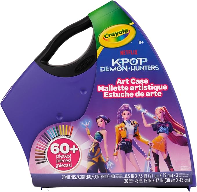 Crayola Kpop Demon Hunters Art Case (40+pcs), Coloring & Sticker Craft Kit | Arts & Crafts Kit, Holiday, Birthday Gift for Kids & Teens, Screen Free Travel Activity Set, Kpop Demon Hunters Toys, Ages 8+