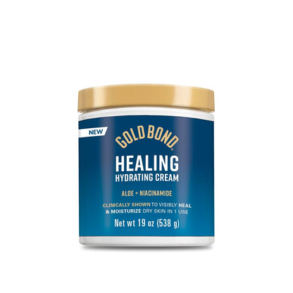 Gold Bond Healing Hydrating Face and Body Cream for Men and Women, Each Jar Delivers 72 Hour Hydration, Formulated with Aloe to Soothe Skin and Niacinamide to Restore Skin's Moisture Barrier, 19 oz.