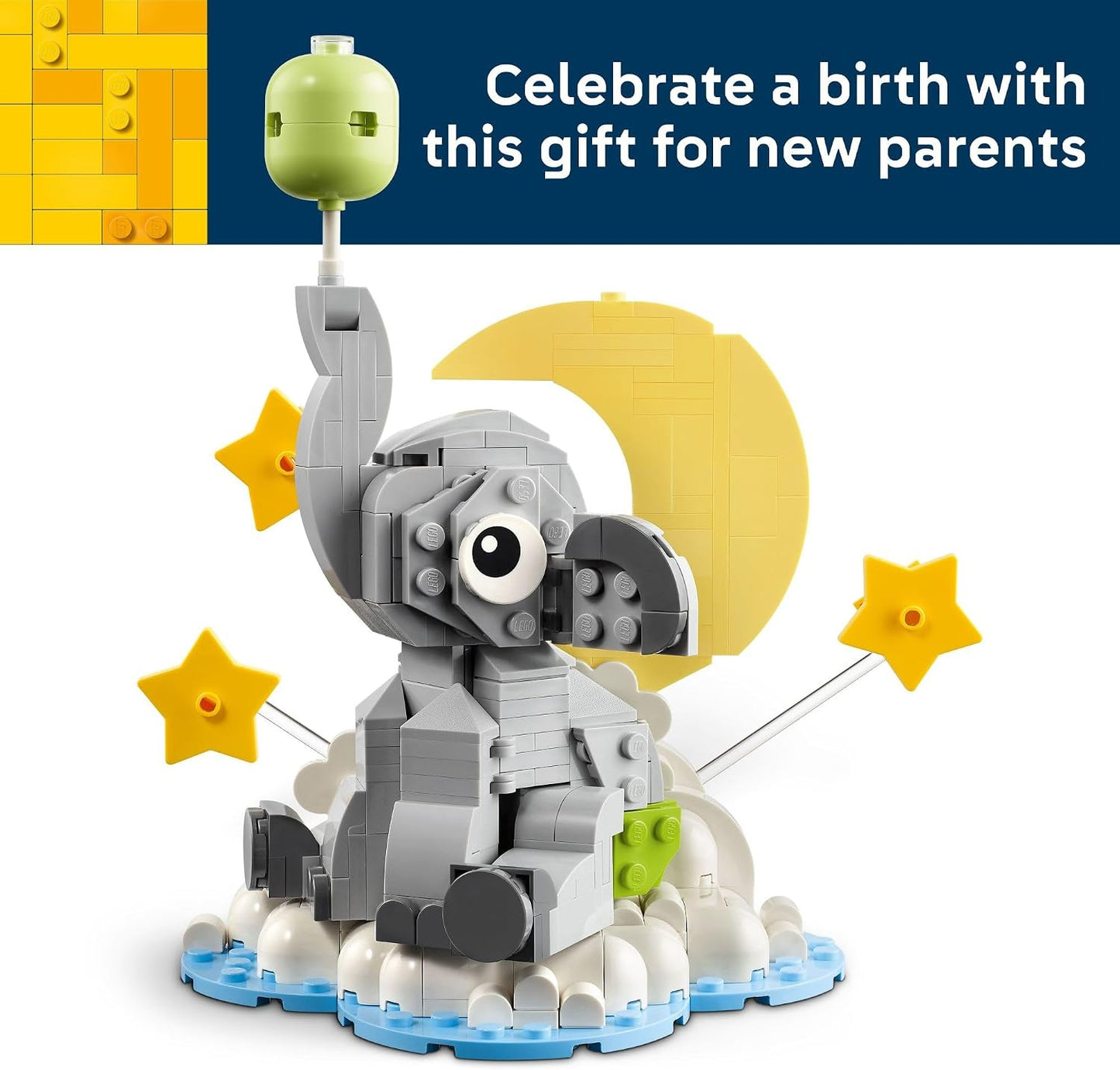 LEGO Baby Elephant in the Sky - Building Set for Adults, Ages 18+ - Nursery Decor for New Parents - Gift for Baby Showers for a Boy or Girl - 40814