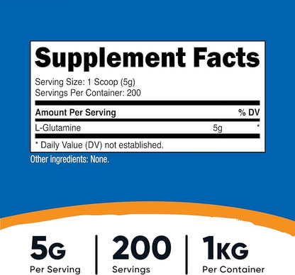 Nutricost L-Glutamine Powder 1 KG - Unflavored, Non-GMO, Gluten Free