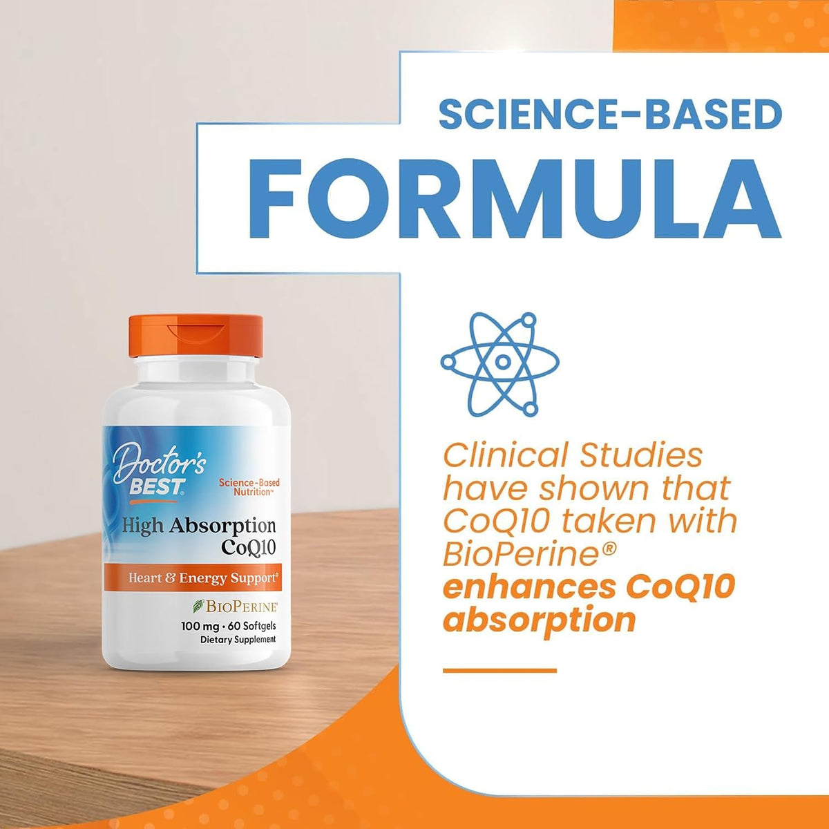 Doctor's Best High Absorption CoQ10 with BioPerine Supplement, 60 Softgels